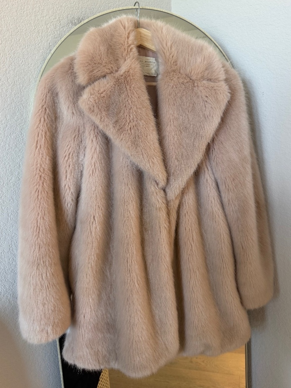 Zara Woman Blush Faux Fur Coat Size S
